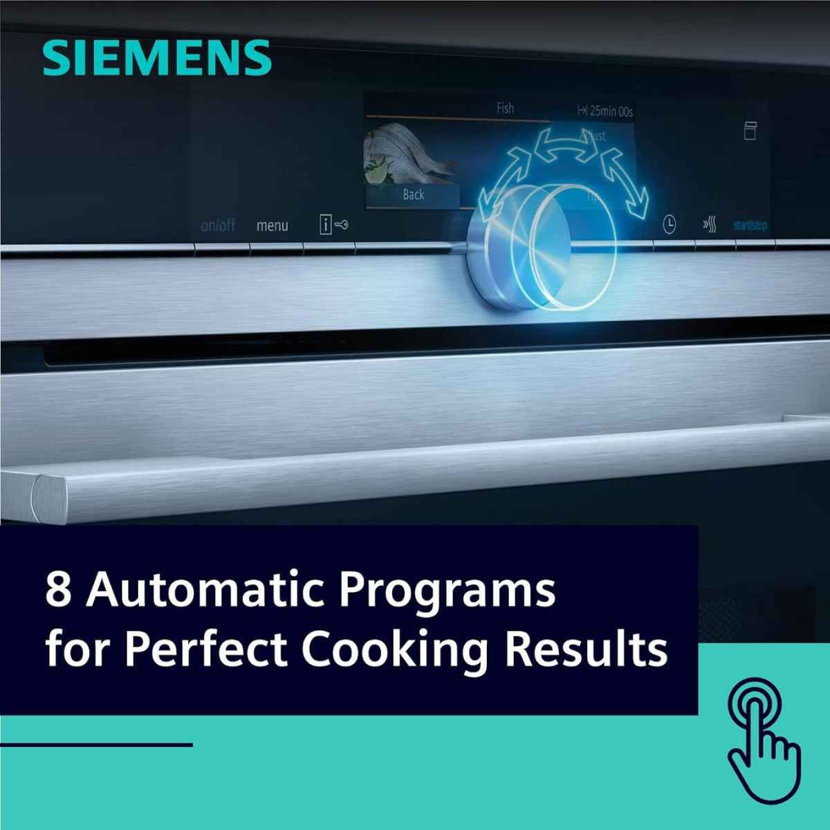 Siemens iQ500 Built In Microwave BE555LMS0M, 60cm, 900 Watts Power, 25 Liters Capacity, CookControl8, 5 Power Levels, Integrated Cleaning system, Grill Function, Black/Stainless Steel