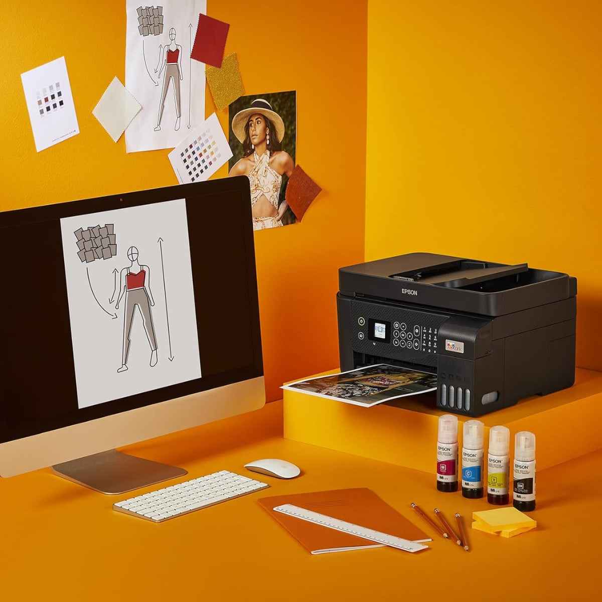 Epson EcoTank L5290 A4 Wi-Fi AIO Ink Tank Printer with ADF, Print, Scan, Copy, Fax, 5760 x 1440 dpi, 33ppm Printing Speed, LCD Screen, 100-Page Fax Storage Memory, Smart Panel, Black | C11CJ65409