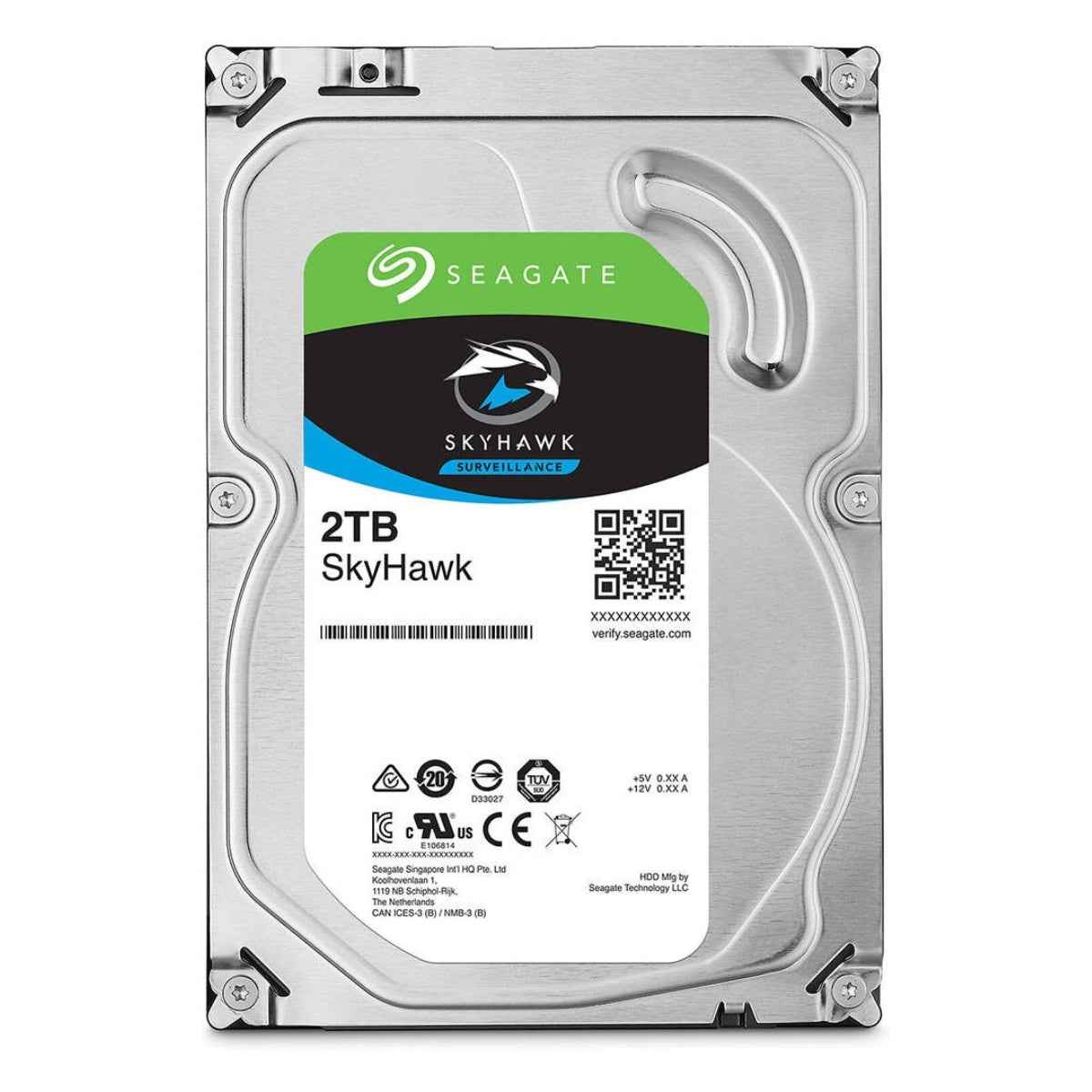 Seagate 2TB SkyHawk Surveillance SATA III 3.5" Internal Hard Drive, 256MB Cache, 5400 RPM, Up to 180 MB/s Sustained Transfer Rates, 1 Million Hours MTBF, Supports up to 64 HD Cameras