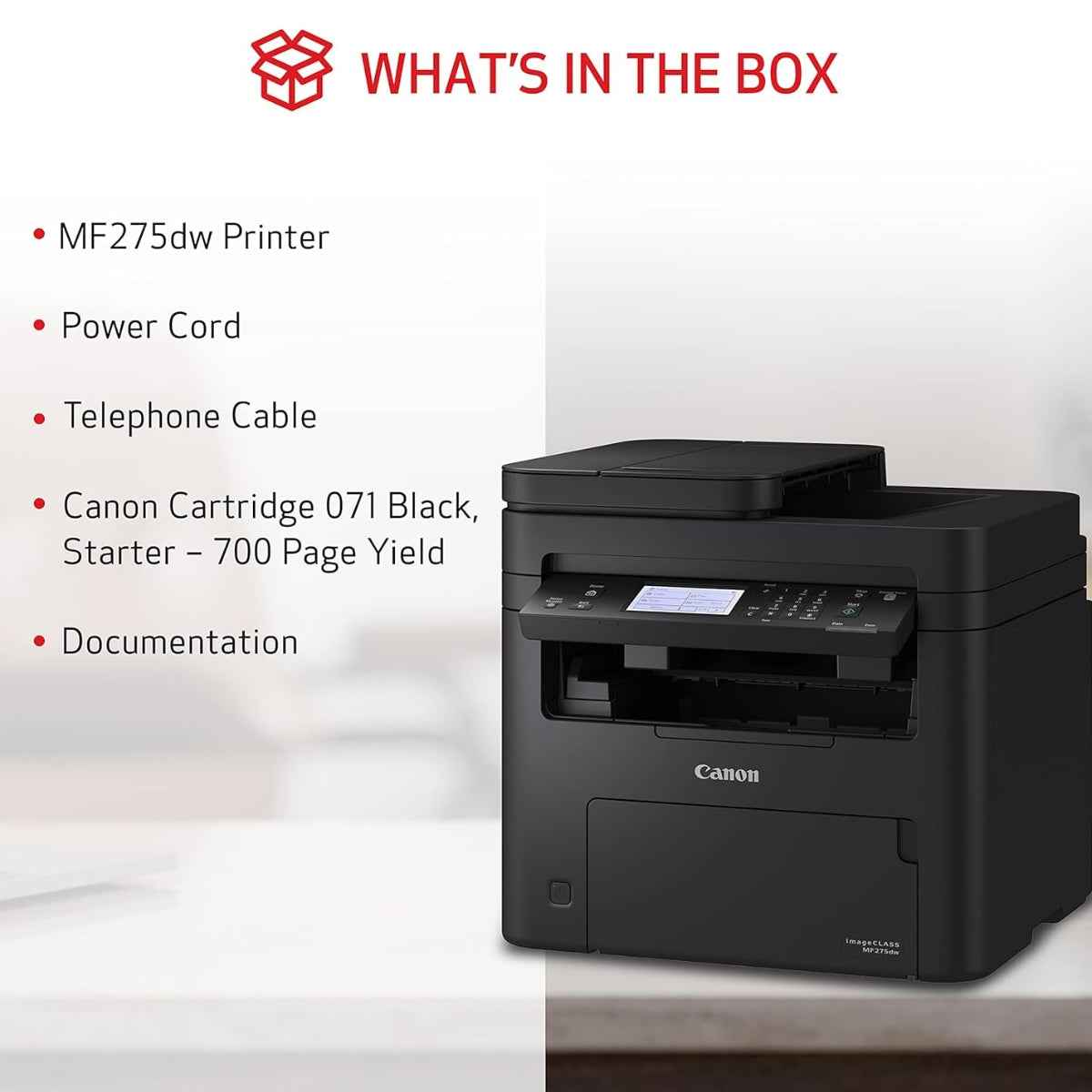 Canon imageCLASS MF275dw Wireless All-In-One Monochrome Laser Printer – Print, Scan, Copy, Fax, 29 ppm, Duplex Printing, WiFi, 35-Sheet ADF, Black | 5621C004