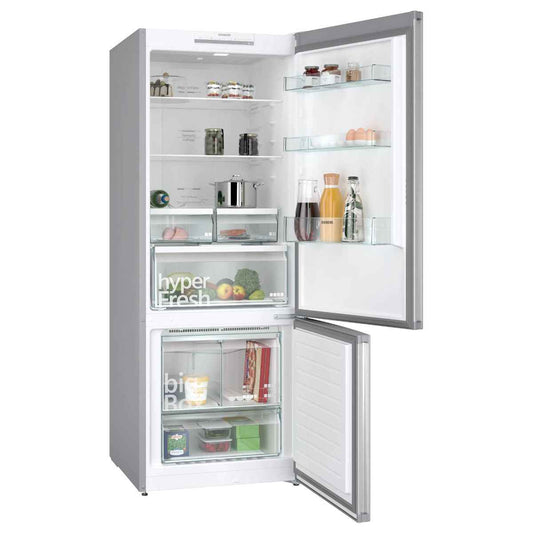 Siemens iQ300 530L Free-Standing Bottom Freezer Refrigerator – Inox-Look (Model KG55NVLE0M)