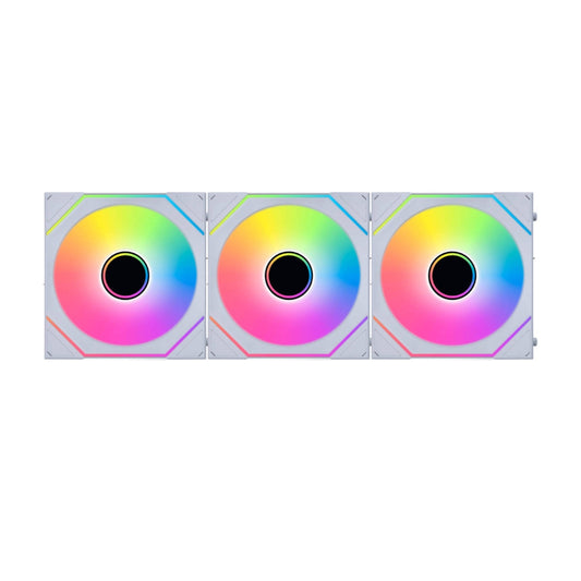 Lian-Li UNI FAN SL-INF Wireless Reverse Blade 120mm Case Fans – 2200 RPM, 69.7 CFM Airflow, FDB Bearing, Pack of 3 | Black / White