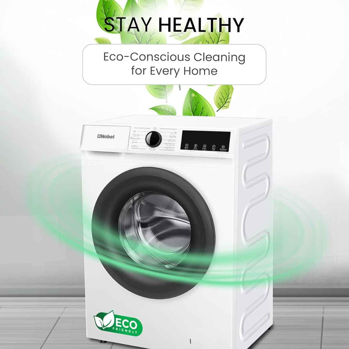 Nobel NWM770 6kg Inverter Washing Machine Silver Color— BLDC Motor, 1200 rpm, 12 Programs, Intelligent Washing