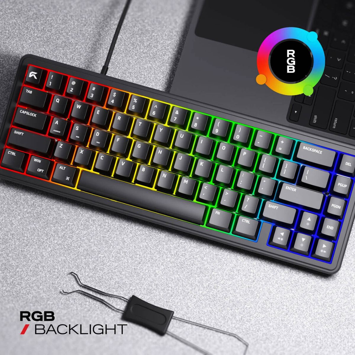 Cybeart Akula 65 Lite Mechanical Gaming Keyboard | 65% Compact Layout | Hot-Swappable Pre-Lubed Switches | RGB Backlit | Wired USB-C | Black | KB-AKULA65LITE-CYB01