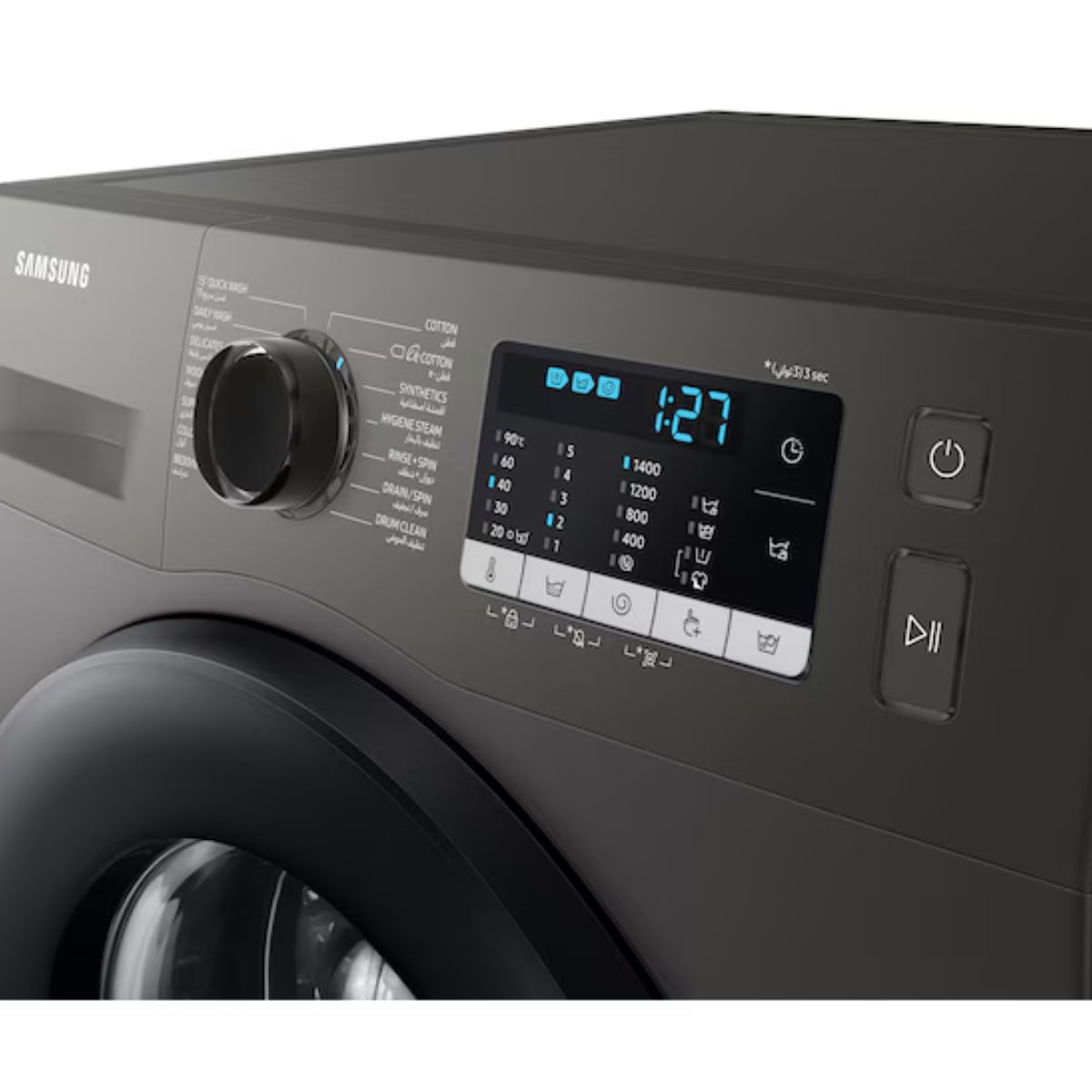 Samsung WW5000T 8 kg Front-Load Washing Machine WW80TA046AX/GU with Eco Bubble™, Hygiene Steam, 1400 rpm, Inox / Platinum Silver