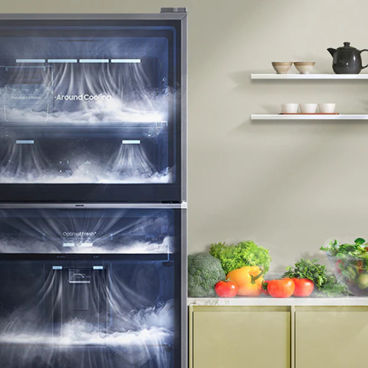 Samsung RT6300C 388 Liters Top Mount Freezer Refrigerators RT38CG6404S9AE/ RT50CG6404S9AE Silver Color with Optimal Fresh+, SpaceMax