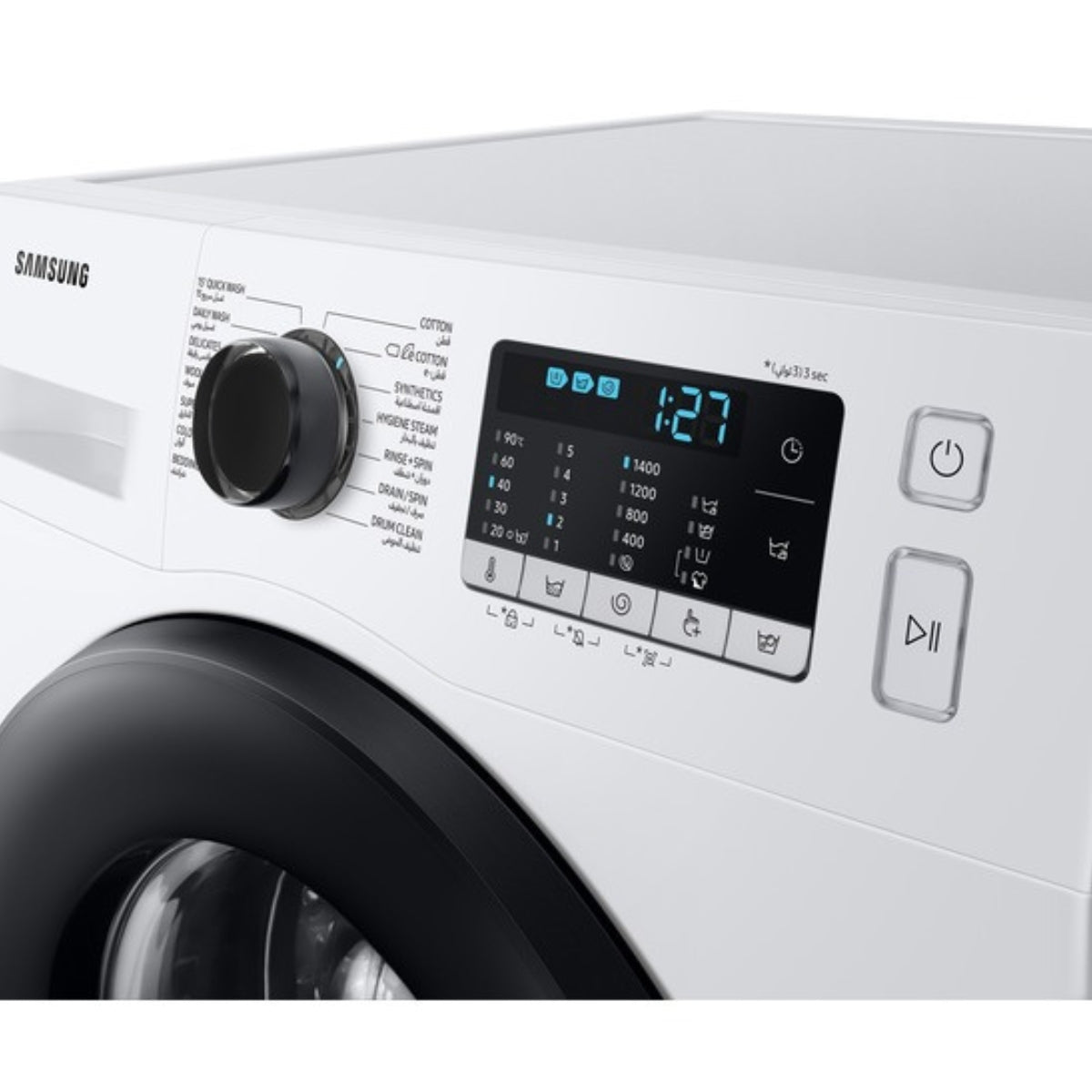 Samsung WW5000T/Series5 9kg Front-Load Washing Machine WW90TA046AE—Eco Bubble™, Hygiene Steam, 1400 rpm, White