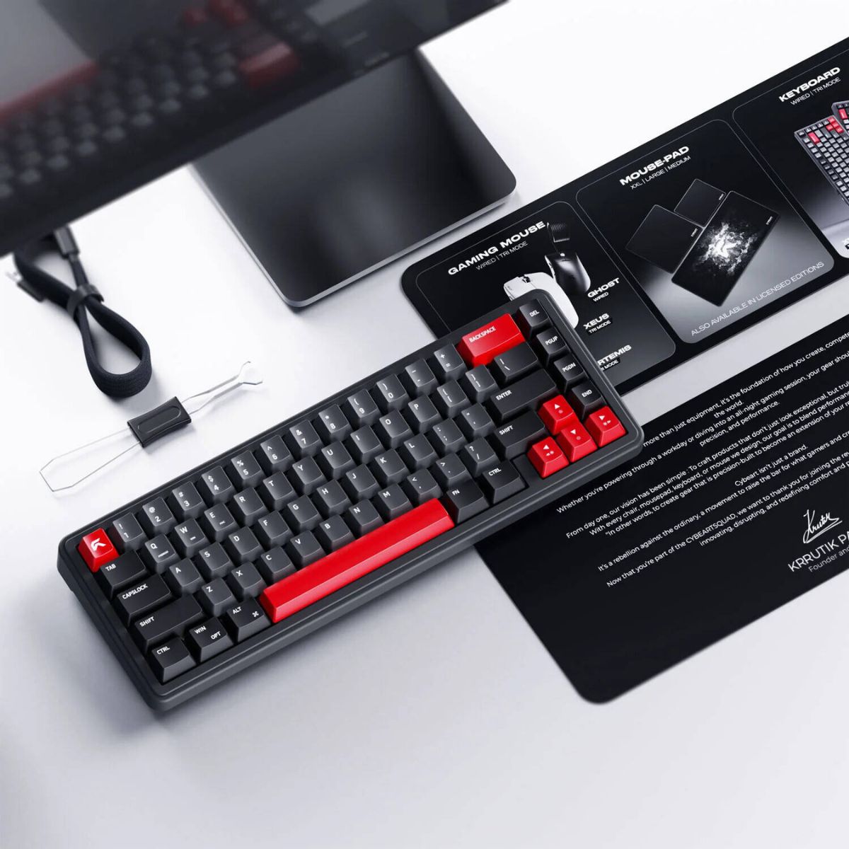 Cybeart Akula 65 Signature Edition Gaming Keyboard – 65% Compact Layout, Pre-Lubed Mechanical Switches, Hot-Swappable Keys, RGB Backlighting, Tri-Mode Connectivity