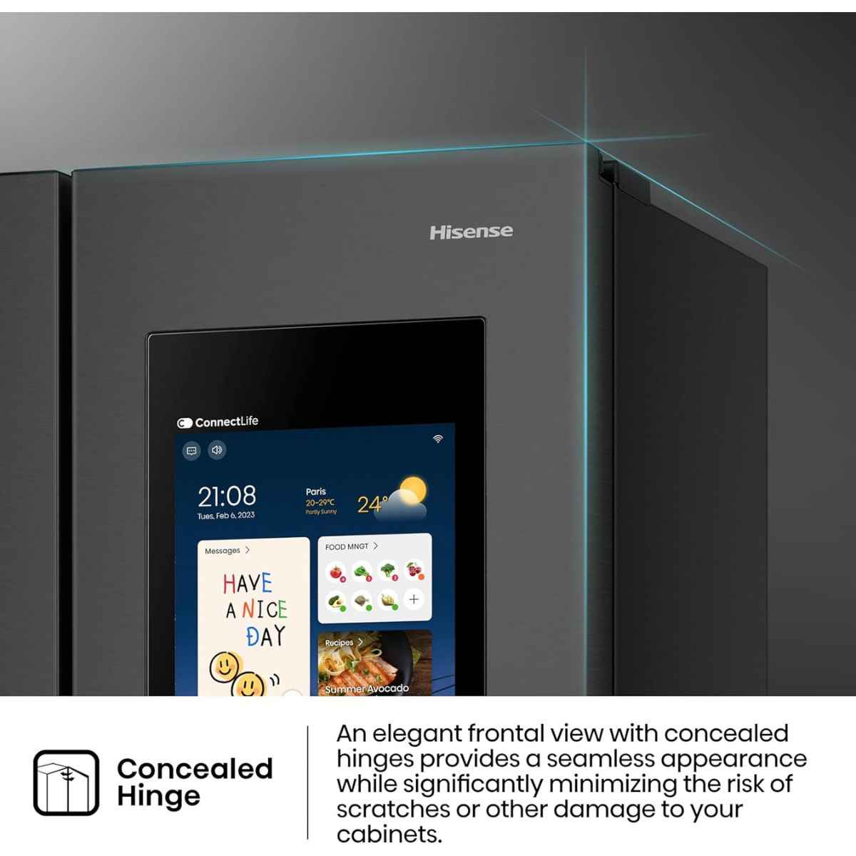 Hisense 819L Gross / 614L Net Side by Side Refrigerator – RS9P819GTB, Wi-Fi Smart Connectivity, Ice & Water Dispenser