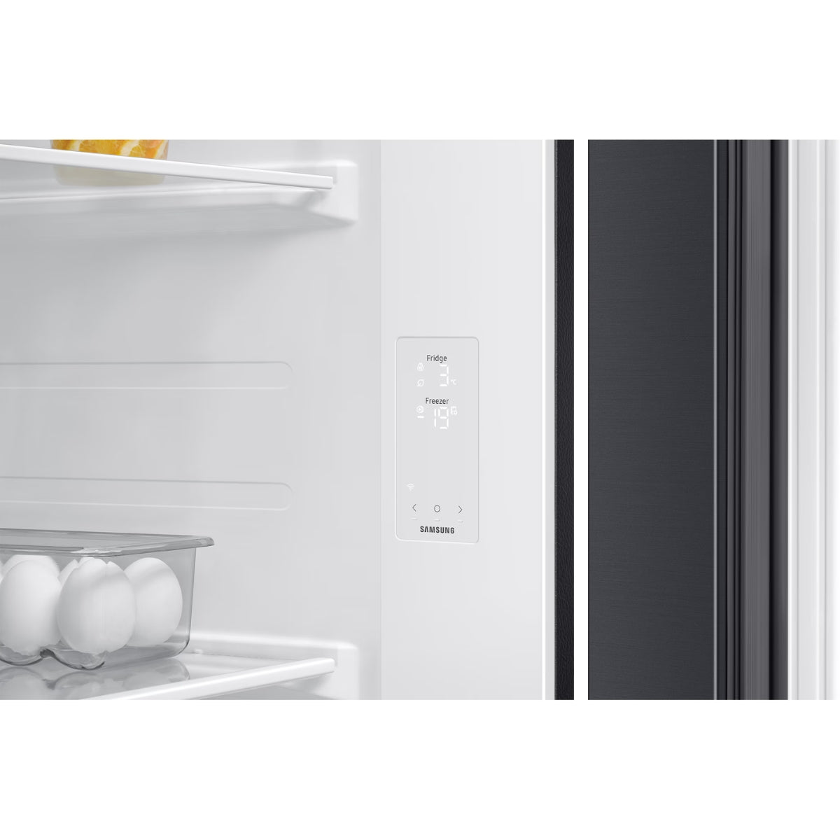 Samsung RS90F Basic 655 Liters Bespoke AI Side-by-Side Refrigerator RS70F65Q1FAE Black Doi Color with AI Energy Mode, Water Dispenser, Inox, Digital Inverter,