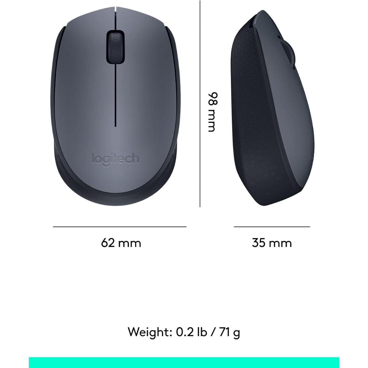 Logitech M170 Wireless USB Mouse | 2.4GHz Wireless Technology | Optical Tracking | Up to 10m Wireless Range | Gray | 910-004642