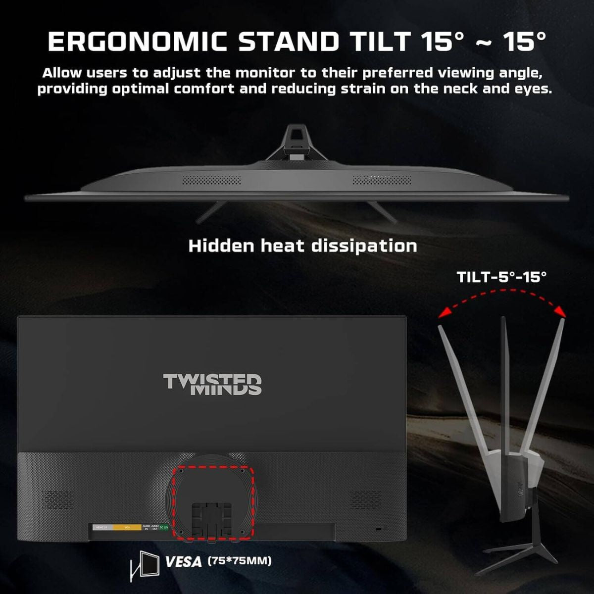 Twisted Minds Eco Series 24″ FHD Gaming Monitor – IPS, 100Hz, 1ms, Built-In Speakers | TM24FHD100IPS