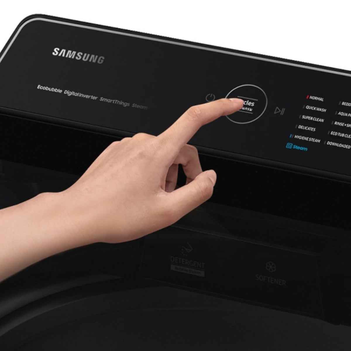 Samsung WA6000C / WA12CG6745BVGU 12kg Top-Load Washing Machine — Eco Bubble™, Digital Inverter Technology, Super Speed, Black Caviar