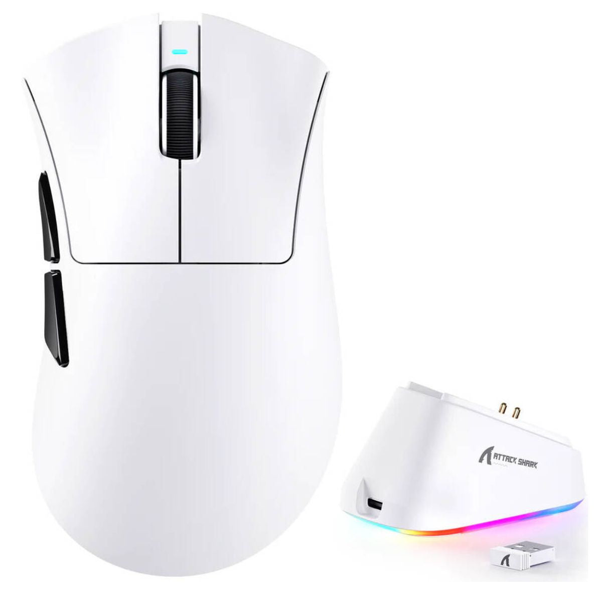 ATTACK SHARK V3 Pro Wireless Gaming Mouse with Magnetic Charging Dock | 25,000 DPI | PAW3311 Sensor | 62g Ultra-Lightweight | 2.4GHz & Wired | Black & White
