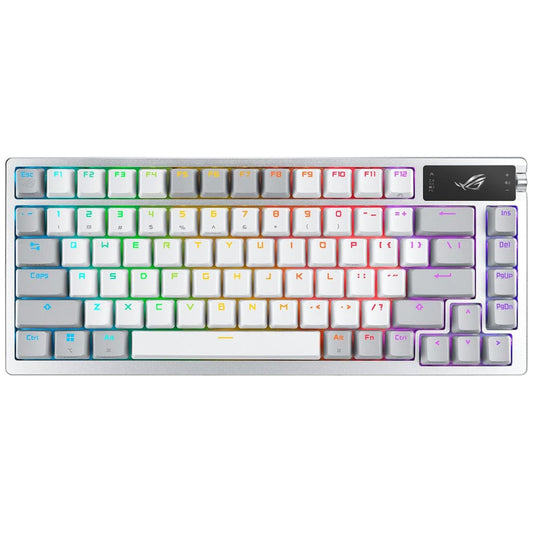 Asus ROG Azoth 75 DIY Custom RGB Gaming Keyboard – Black & White, 75%, OLED Display, Tri-Mode Connection, Hot-Swappable, ROG NX Switches