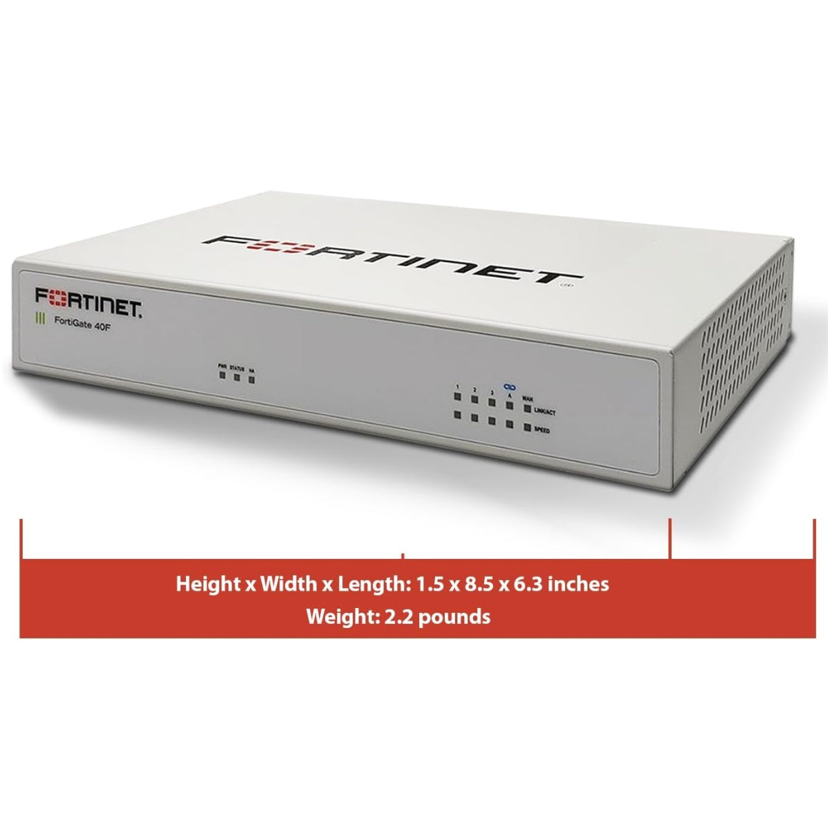 FortiGate-40F Firewall - 5 x Gigabit Ethernet RJ45 Ports (Including 4 x Internal Ports, 1 x WAN Ports) - Ideal for Small Businesses