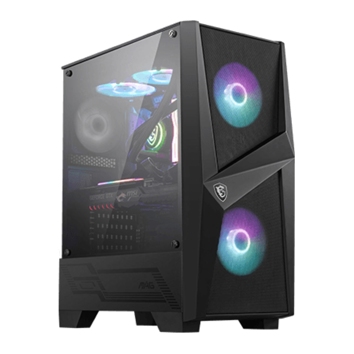 Msi Mag Forge 100R Usb 3.2 Mid Tower Pc Gaming Case With RGB Fan And 4 mm Tempered Glass - Black