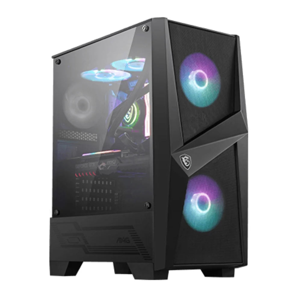MSI MAG FORGE 100R Gaming PC Case | Mid-Tower ATX | 2× ARGB Fans | 4mm Tempered Glass | Black | Without Box