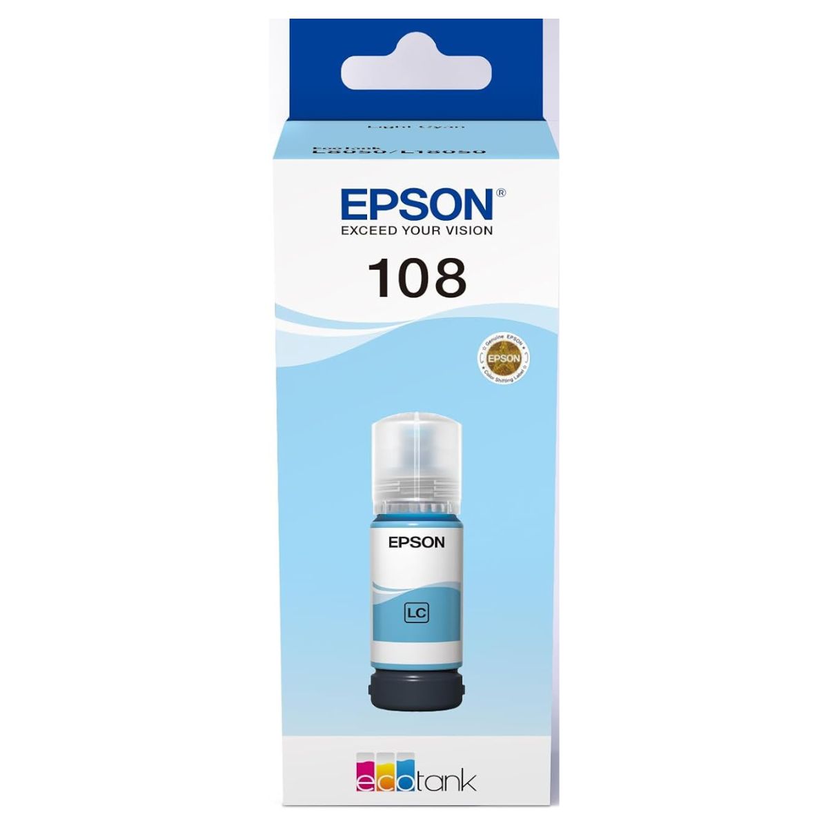 Epson 108 EcoTank Ink Bottle – Black, Cyan, Magenta, Yellow, Light Magenta, Light Cyan