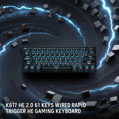 Redragon FIZZ K617 Black Magnetic Hall Effect Gaming Keyboard – 60% Compact, Rapid Trigger, 8K Polling, Adjustable Actuation, RGB