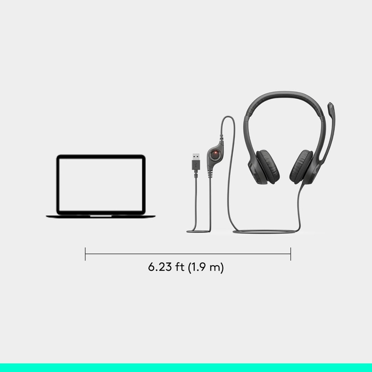Logitech H390 USB Headset with Noise-Canceling Mic – Digital Stereo Sound & Plug-and-Play USB-A Connectivity