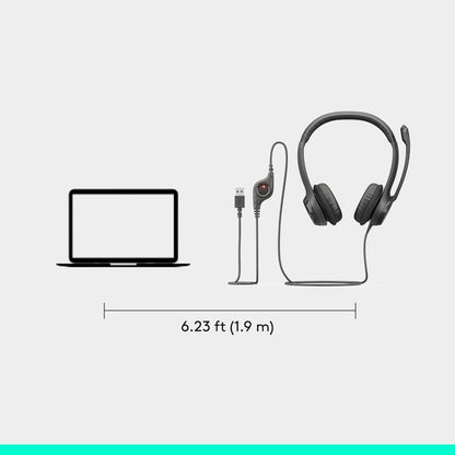 Logitech H390 USB Headset with Noise-Canceling Mic – Digital Stereo Sound & Plug-and-Play USB-A Connectivity