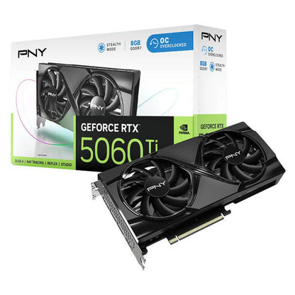 PNY GeForce RTX 5060 Ti 8GB Overclocked Dual Fan Graphics Card, GDDR7, PCIe 5.0, 4608 CUDA Cores | VCG5060T8DFXPB1-O