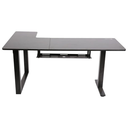 GamerTek Gaming Desk Alpha Pro RGB Flexi Corner Gaming Desk – 160x100cm, Carbon Fiber Texture, L-Shape Design, Black