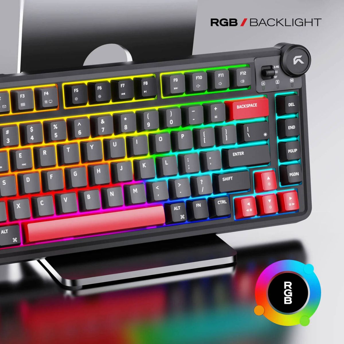 Cybeart Nighthawk 75 Signature Edition Gaming Keyboard – 75% Compact Layout, Pre-Lubed Mechanical Switches, Hot-Swappable, RGB Backlit, Tri-Mode Connectivity &amp; Multi-Function Media Knob