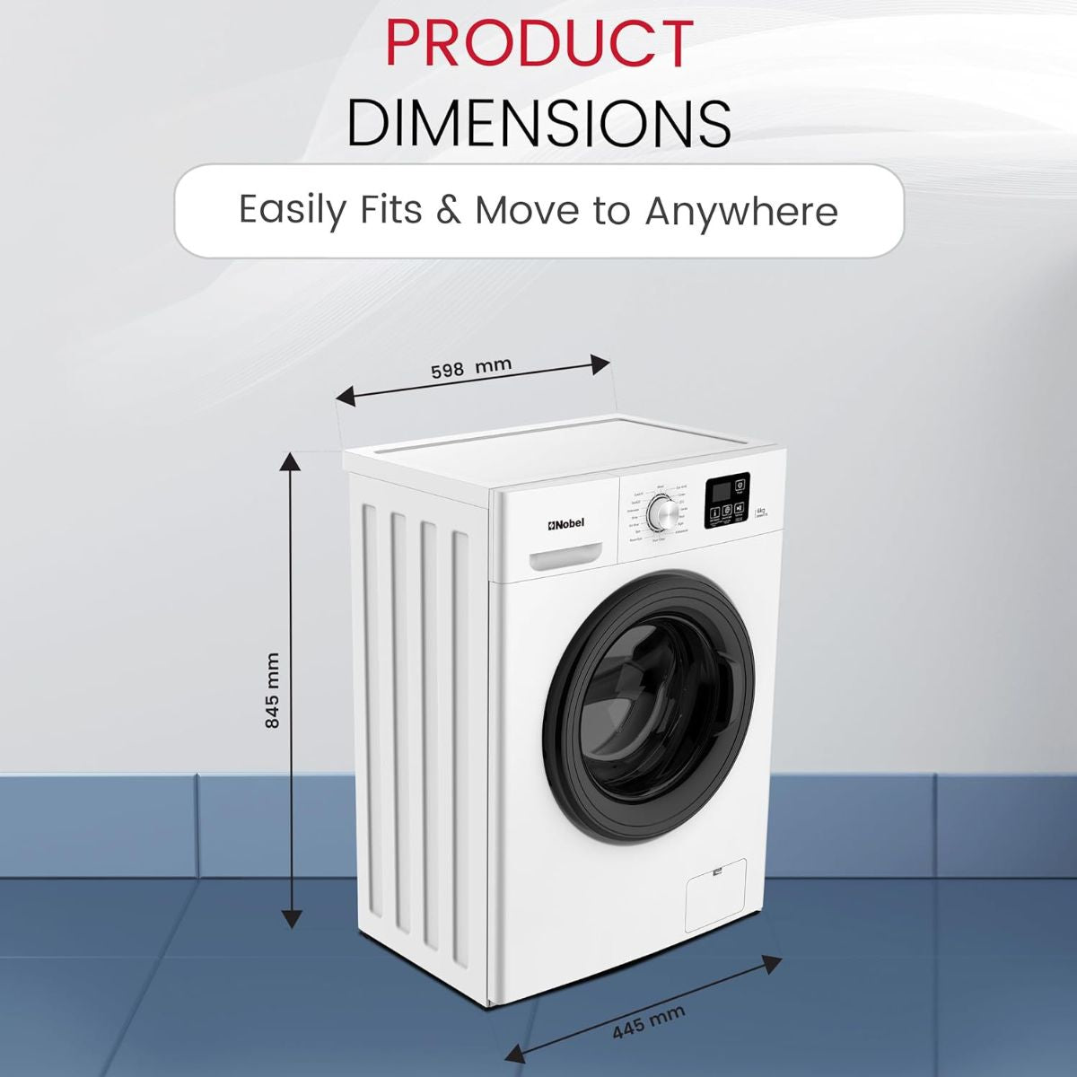 Nobel NWM775 6 Kg Inverter Front Load Fully Automatic Washing Machine – 16 Wash Programs, Child Lock, High-Temp Sterilization, Delay Start, LED Display