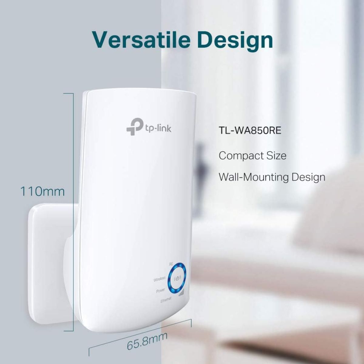 TP-Link TL-WA850RE N300 Universal Wi-Fi Range Extender, 300Mbps Wireless Speed, Ethernet Port, Plug-and-Play Design | TL-WA850RE (Cushions Missing)