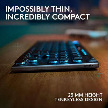 Logitech G915 TKL Tenkeyless LIGHTSPEED Wireless RGB Mechanical Gaming Keyboard – Clicky, No Numpad, Model 920-009537
