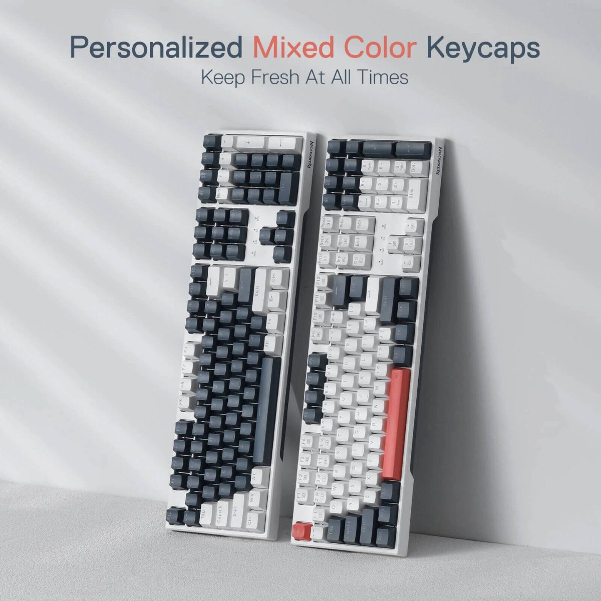 Redragon Trundle K668WBO RGB Full Size Mechanical Gaming Keyboard – 108 Keys, Hot-Swappable Red Switches, RGB, White (English Layout)