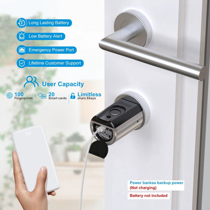 WELOCK Touch41 Biometric Fingerprint Smart Door Lock – Electronic Lock Cylinder, Wi-Fi App Control, RFID Card Access, Bluetooth, Keyless Entry | Touch41