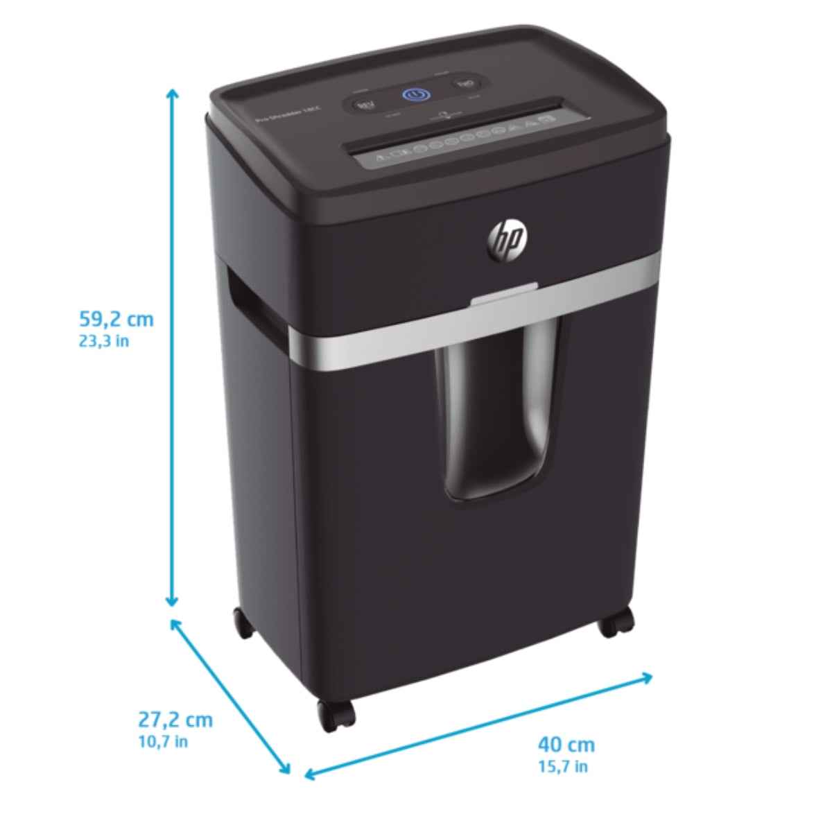 HP Pro Shredder 18CC Cross Cut Paper Shredder – 18 Sheets Capacity, P-4 Security Level, Credit Card Shredding, Auto Reverse, Large Waste Bin, Black