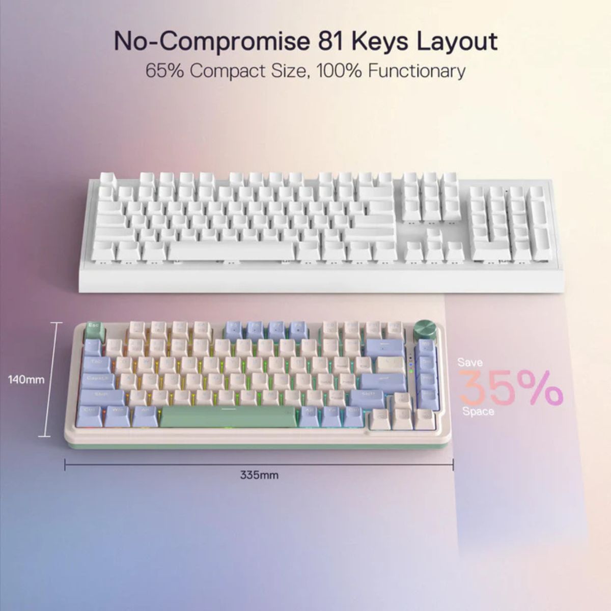 Redragon UCAL K673 PRO Wireless 75% Gaming Keyboard – Tri-Mode, Gasket Design, Hot-Swappable, RGB, Knob Control (Multiple Colors)