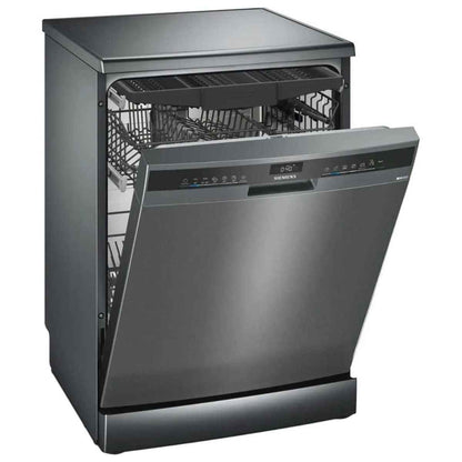 Siemens iQ300  60cm Free Standing Dishwasher – Black Inox, 14 Place Settings, Home Connect (SN23HC65MM)
