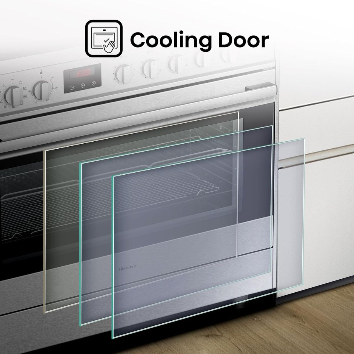 Hisense Freestanding Electric Cooker 90cm – HFEC90545X, 5-Zone Ceramic Hob & Large Electric Oven