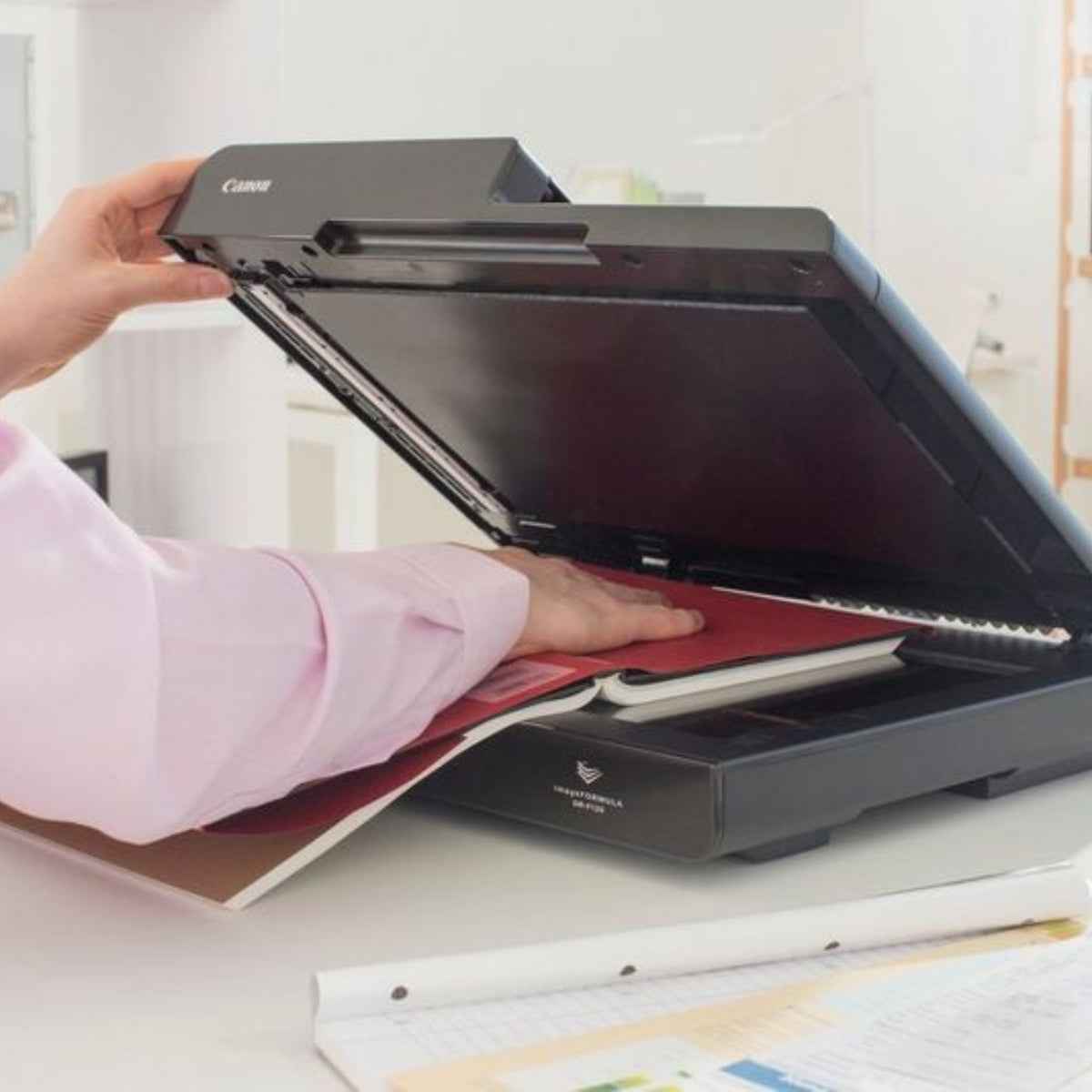 Canon imageFORMULA DR-F120 – Desktop ADF + Flatbed Document Scanner for UAE Offices & Home Workspaces Versatile Scanning for Mixed Documents — ADF + Flatbed in One Compact Unit