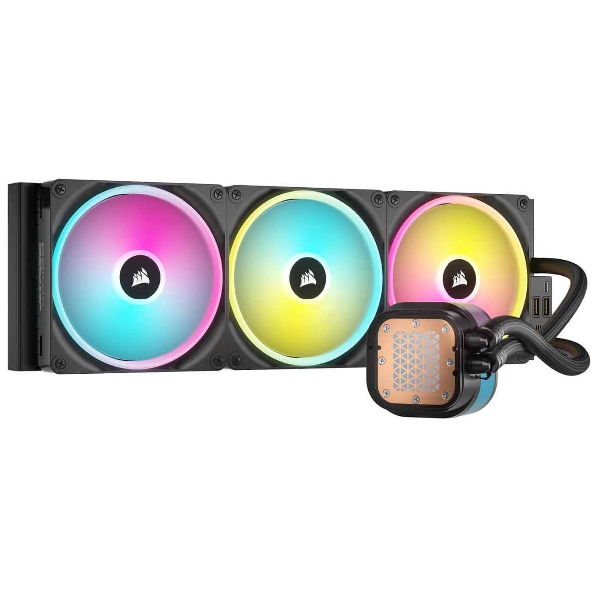 Corsair iCUE LINK H170i RGB AIO Liquid CPU Cooler, 420mm Radiator, 3x QX140 RGB Fans, 2000 RPM Fan Speed, Up to 82.5 CFM Air Flow, Copper Cold Plate, Aluminum Radiator, Black