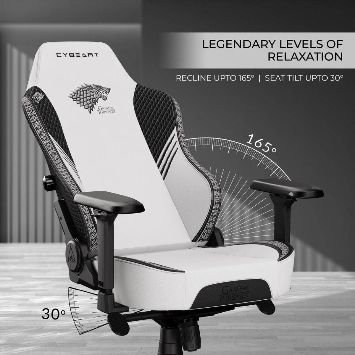 Cybeart House Stark Licensed Edition Gaming Chair | Supreme PU Leather | Cold-Cured Foam | 4D Armrests | 165° Recline | 150kg | Stark