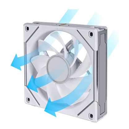 Lian Li SL-Infinity 120 Reverse Blade UNI Fan – 2100 RPM, 63.6 CFM Airflow, FDB Bearing, Single Pack | Black / White