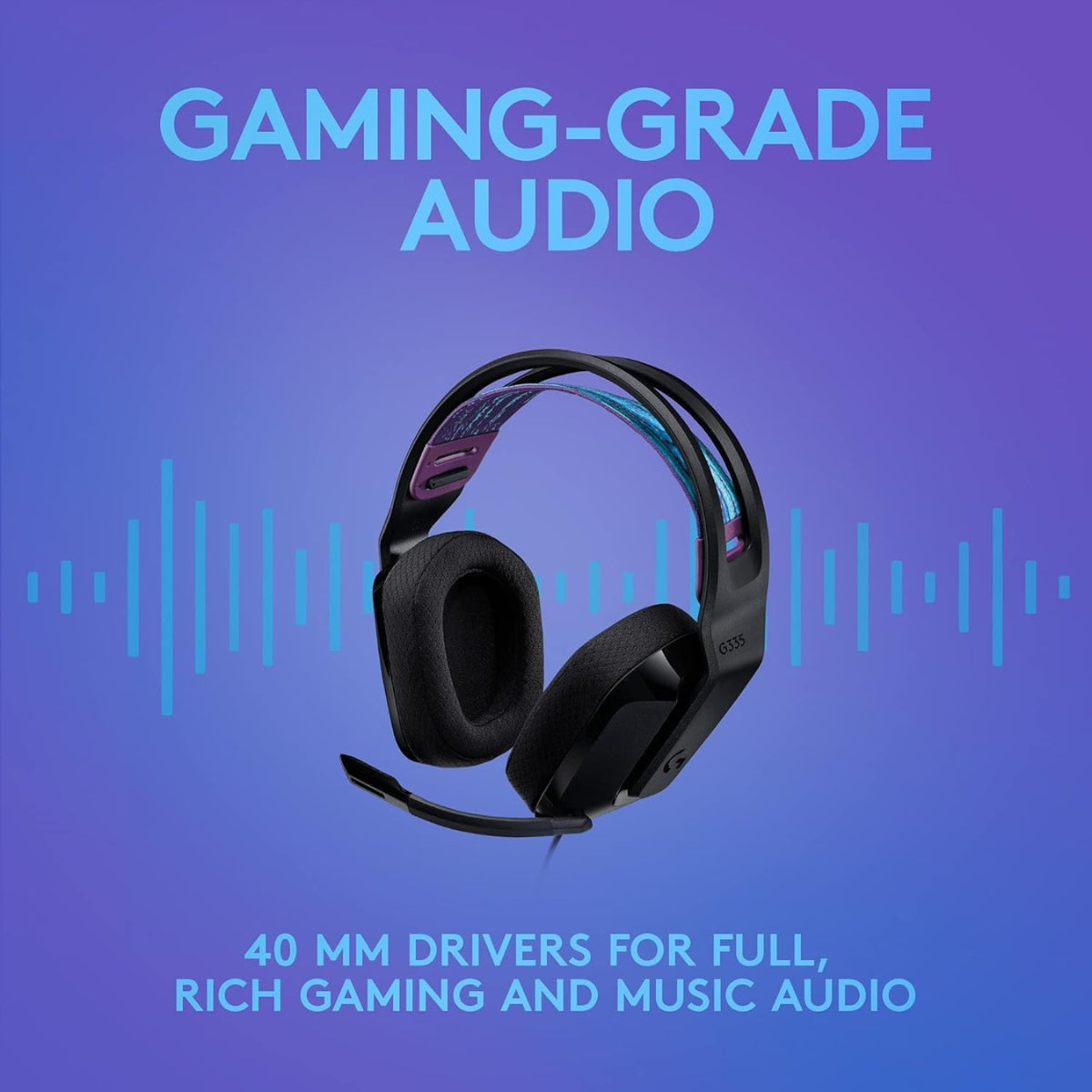 Logitech G335 Wired Gaming Headset, 40mm Drivers, Integrated Boom Mic, Soft, Breathable Memory Ear Cups, Adjustable Suspension Headband, Compatible with PC, PS, Xbox, Switch, - Mint