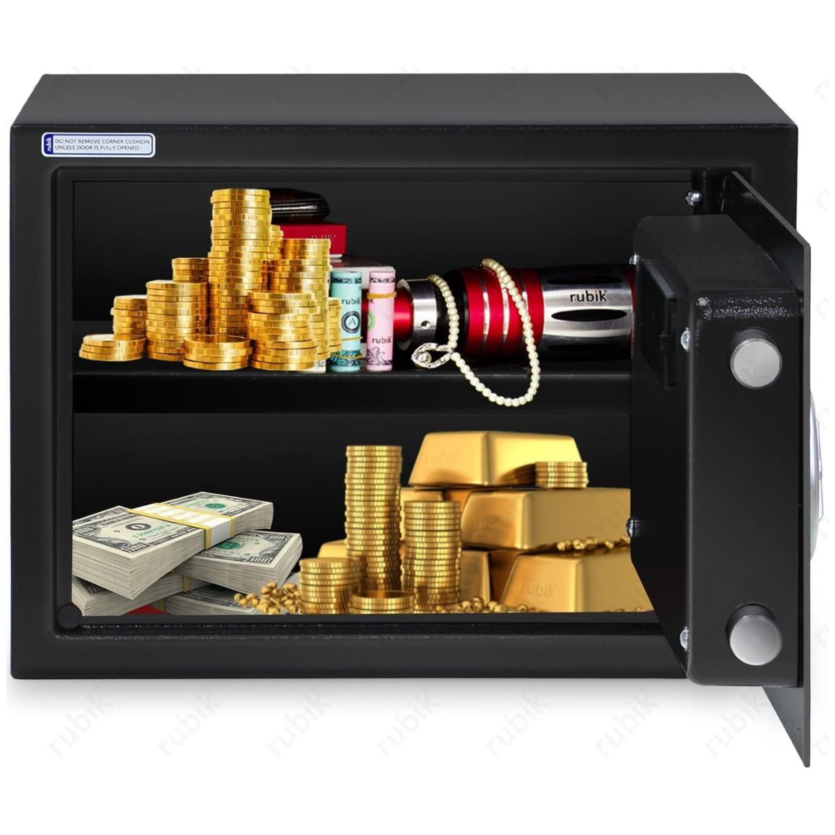Rubik Medium Safe Box with Digital Keypad & Key Lock – 25x35x25cm, Black / White | RB25EG-B / RB25EG-W