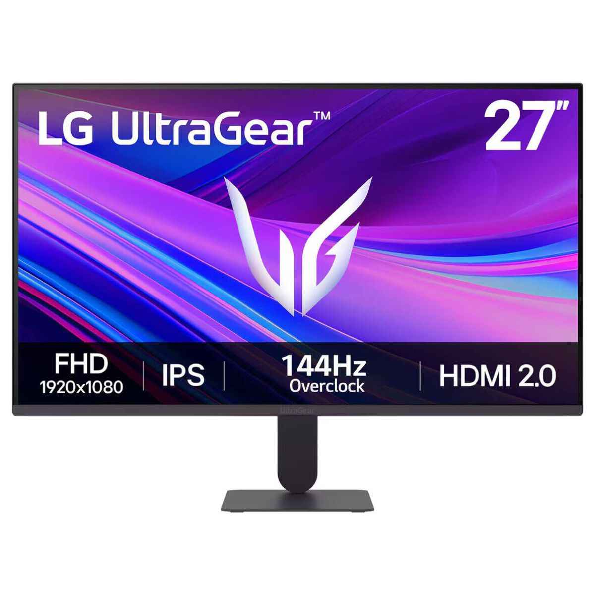 LG UltraGear Gaming Monitor, 27" IPS Display, FHD Resolution, 144Hz Refresh Rate, 5ms (GtG @ Faster) Response Time, AMD FreeSync Premium Pro & NVIDIA G-Sync, Black