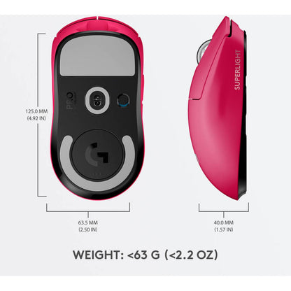 Logitech G Pro X Superlight Wireless Gaming Mouse – HERO 25K Sensor, 25600 DPI, 70H Battery, Ultra-Lightweight, 2.4GHz - Black, White, Pink, Red