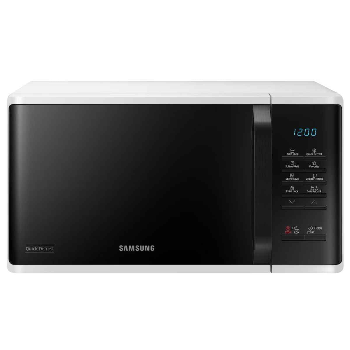 Samsung Solo Microwave Oven – 23L, 800W, with Quick Defrost, White | (MS23K3513AW)
