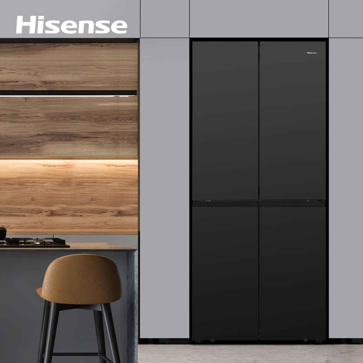 Hisense 561L Side-by-Side Cross Door Refrigerator, RQ561N4AB1 - Black - Dual-Tech Cooling, WIFI-Mode, Inverter Compressor, Multi Air Flow