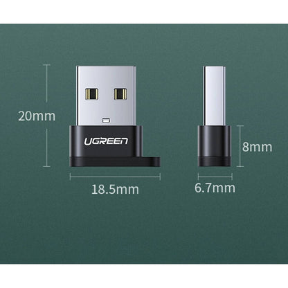 UGREEN US280 USB-C Female to USB-A 2.0 Male Adapter | 480Mbps | Aluminum Alloy | Black | 50568