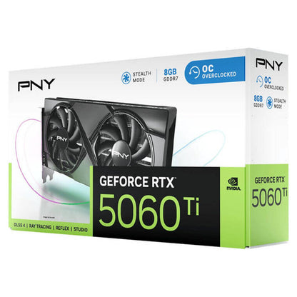 PNY GeForce RTX 5060 Ti 8GB Overclocked Dual Fan Graphics Card, GDDR7, PCIe 5.0, 4608 CUDA Cores | VCG5060T8DFXPB1-O